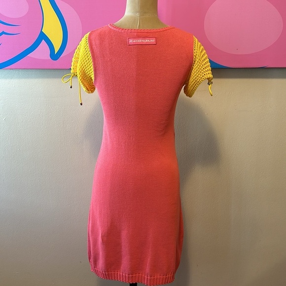 JC de Castelbajac Pink Yellow Bunny Knit Puff Sleeve Dress LooneyTunes - Picture 8 of 13